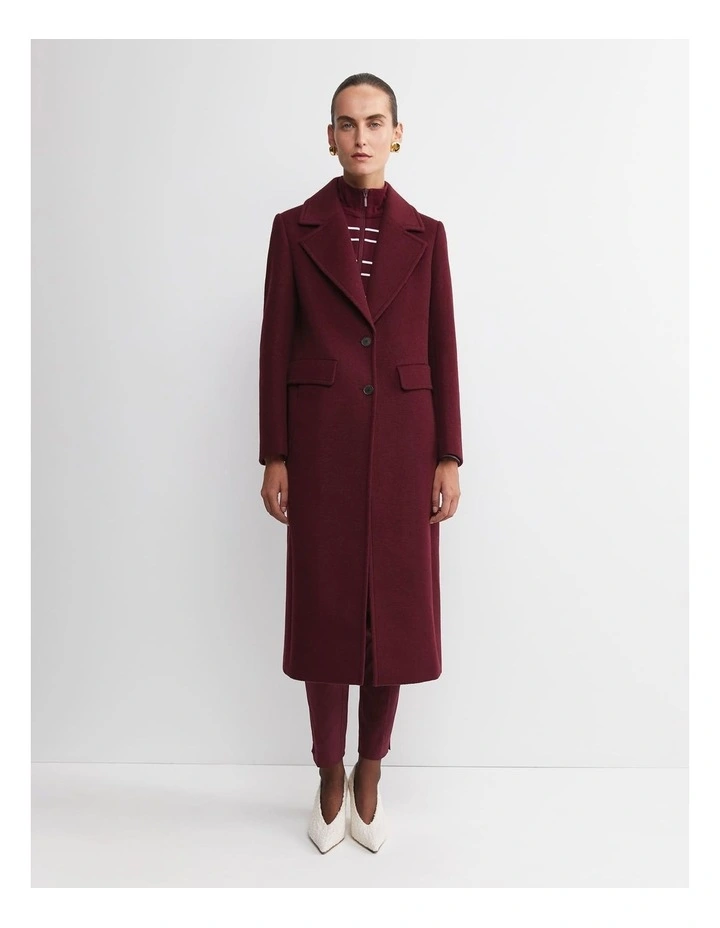 Saskia Single Breasted Coat in Wine image 4
