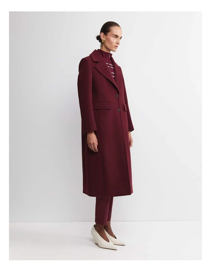 Saskia Single Breasted Coat in Wine image 5