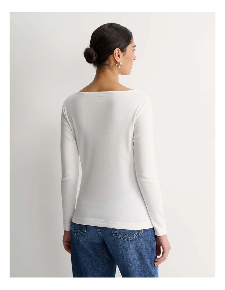 Heidi Long Sleeve Rib Tee in White image 2