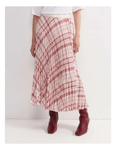 Ruby Check Pleat Maxi Skirt