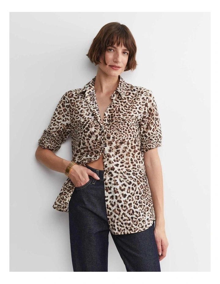 Leo Cotton Silk Shirt in Multi image 1