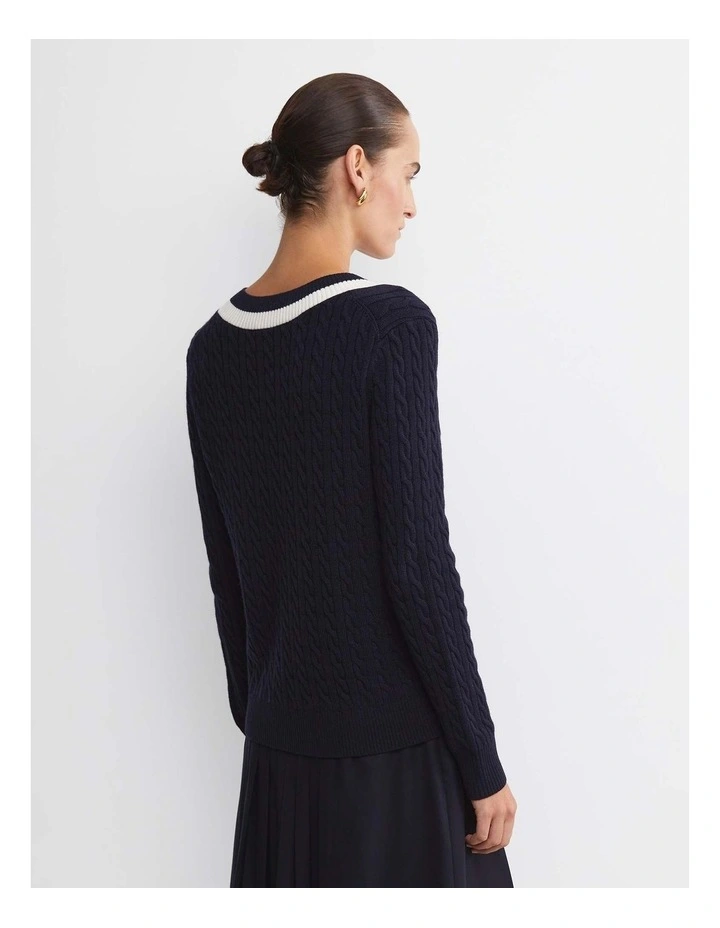 Baby Cable V-Neck Sweater in Blue image 2