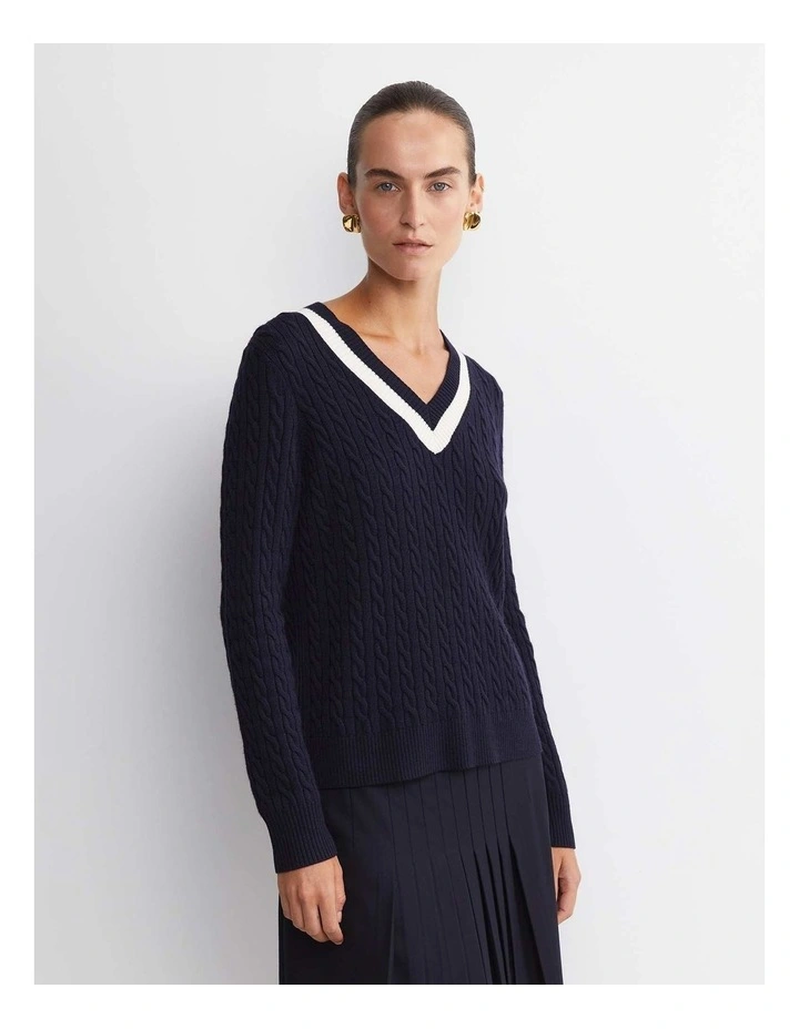 Baby Cable V-Neck Sweater in Blue image 5