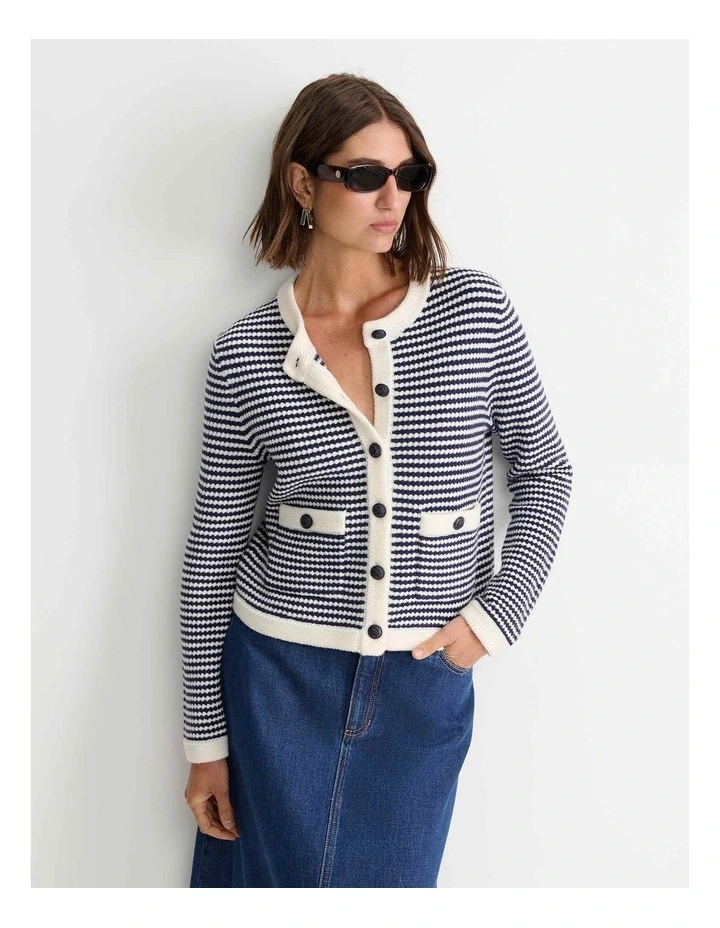 Joyce Merino Wool Cardigan in Blue image 1