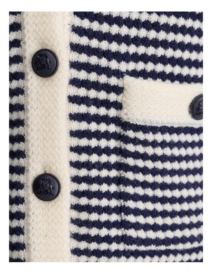 Joyce Merino Wool Cardigan in Blue image 3