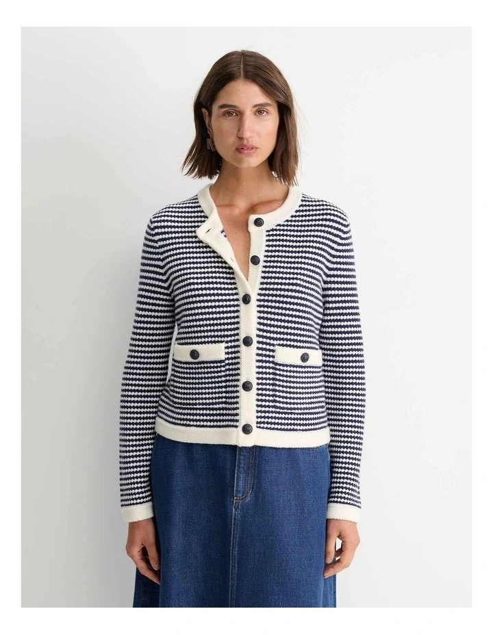 Joyce Merino Wool Cardigan in Blue image 4