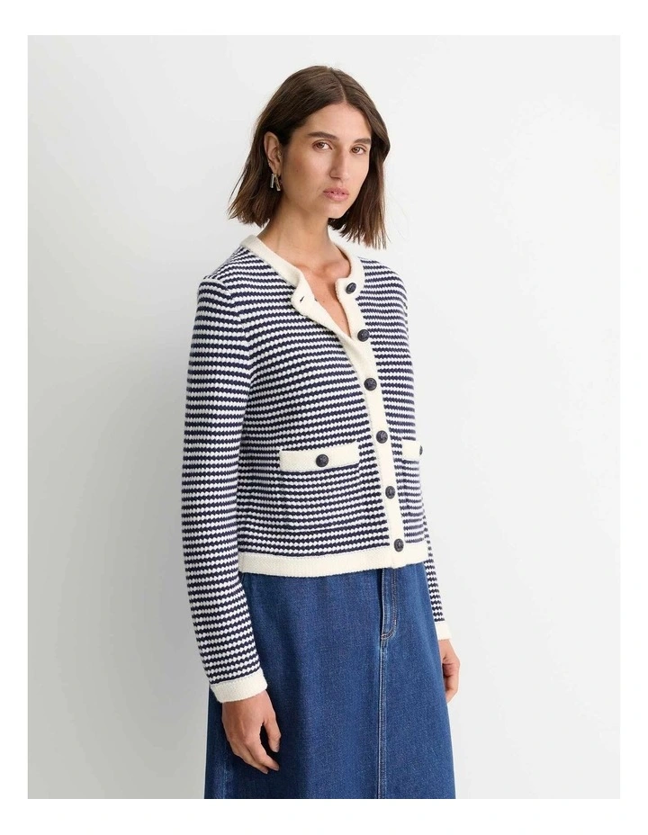 Joyce Merino Wool Cardigan in Blue image 5