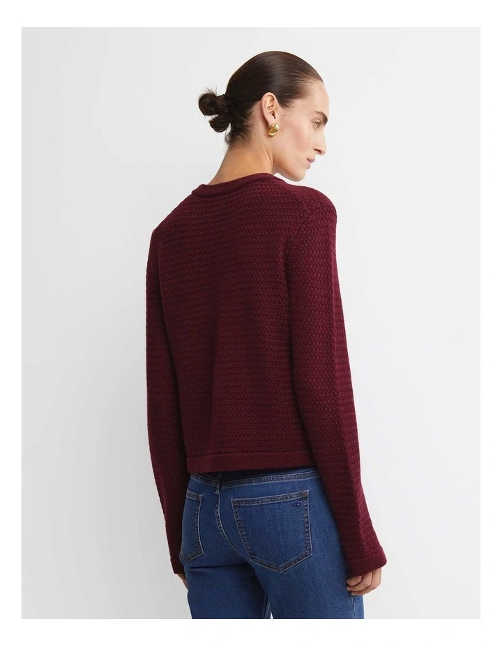 Joyce Merino Wool Cardigan in Red image 2