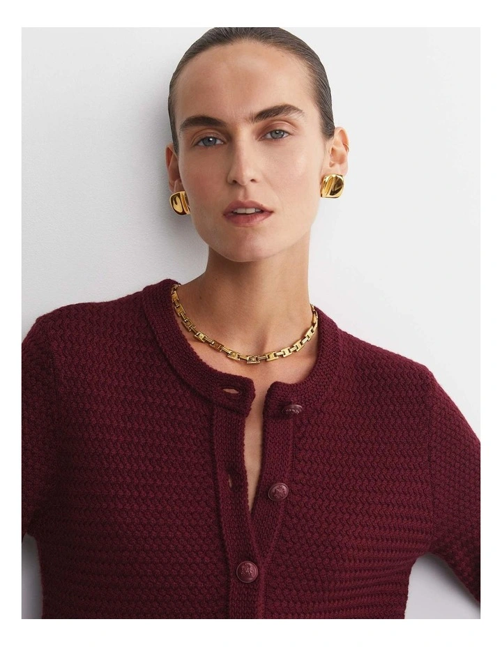 Joyce Merino Wool Cardigan in Red image 6