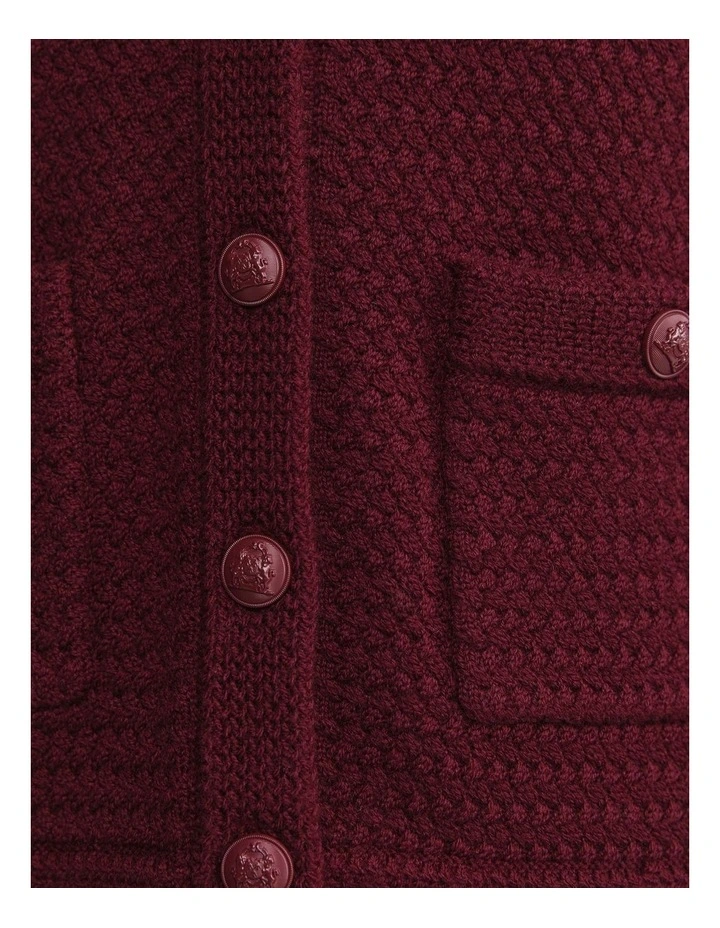 Joyce Merino Wool Cardigan in Red image 7