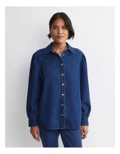 Kali Long Sleeve Denim Blouse in Blue