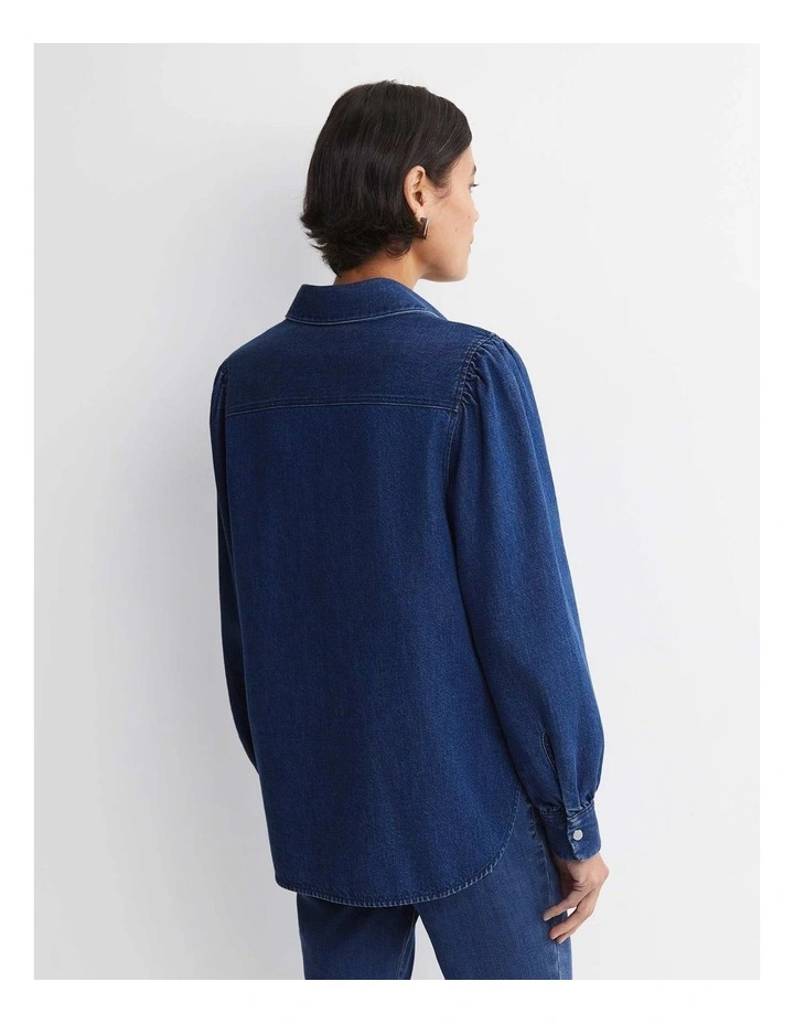 Kali Long Sleeve Denim Blouse in Blue image 2