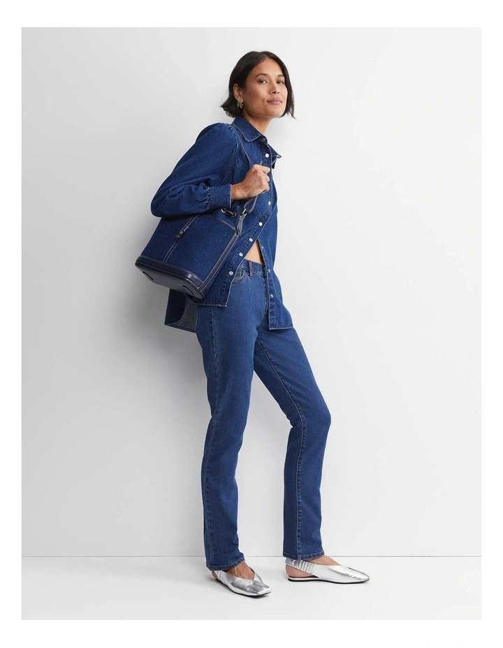 Kali Long Sleeve Denim Blouse in Blue image 4
