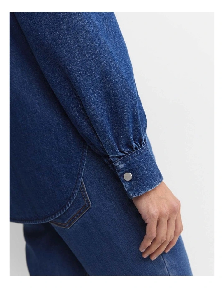 Kali Long Sleeve Denim Blouse in Blue image 6