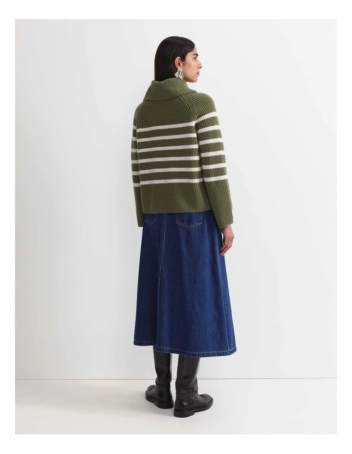 Sunshine Stripe Turtleneck Sweater in Green image 2