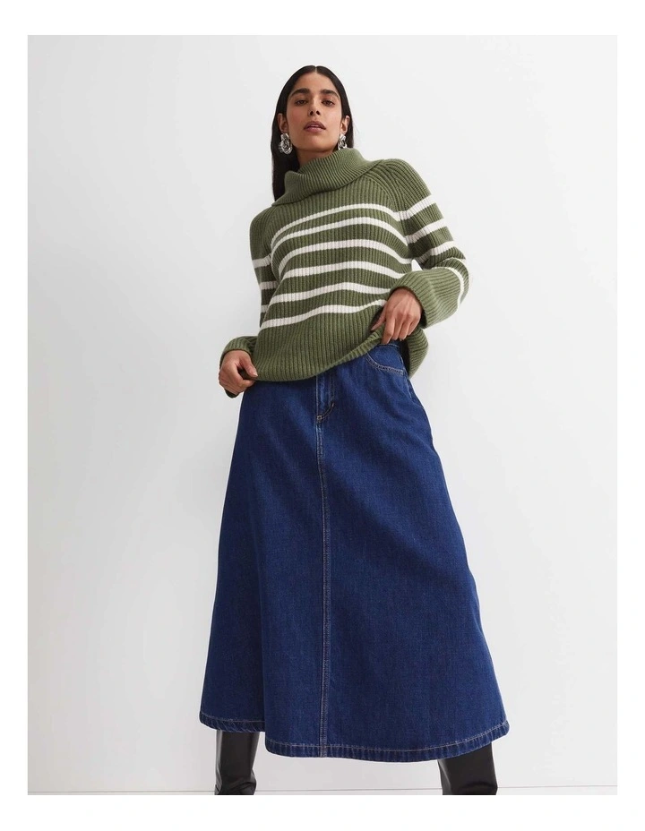 Sunshine Stripe Turtleneck Sweater in Green image 3