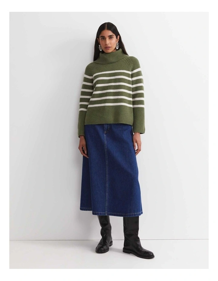 Sunshine Stripe Turtleneck Sweater in Green image 4
