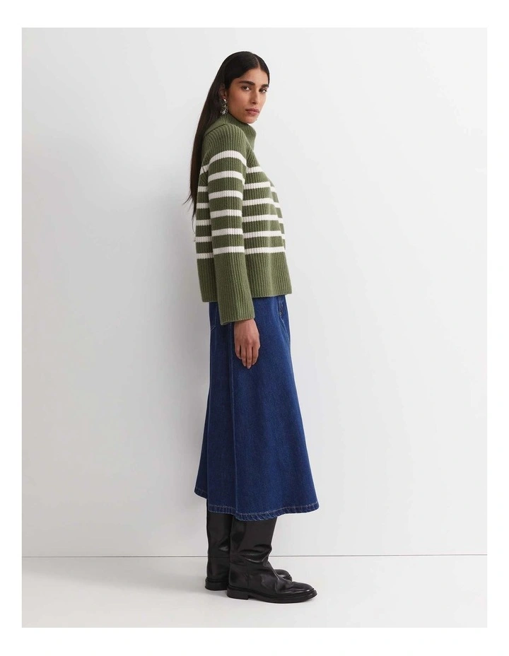 Sunshine Stripe Turtleneck Sweater in Green image 5