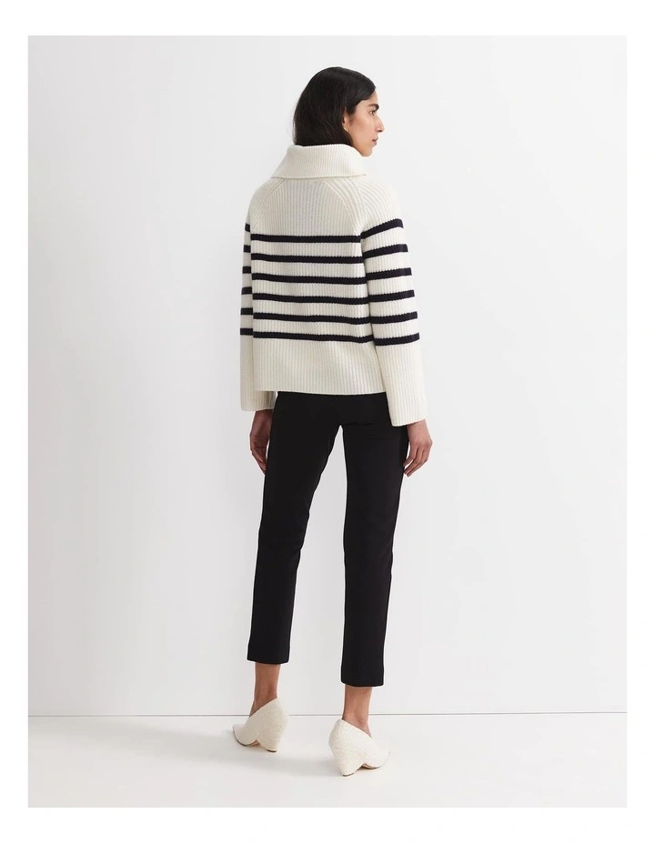 Sunshine Stripe Turtleneck Sweater in White image 2