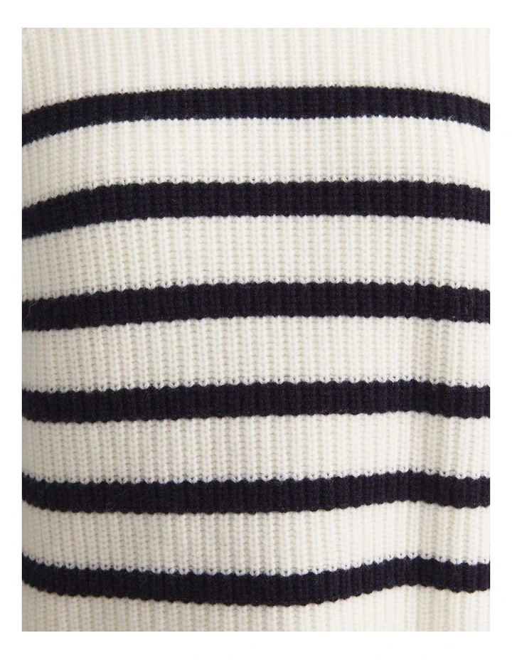 Sunshine Stripe Turtleneck Sweater in White image 3