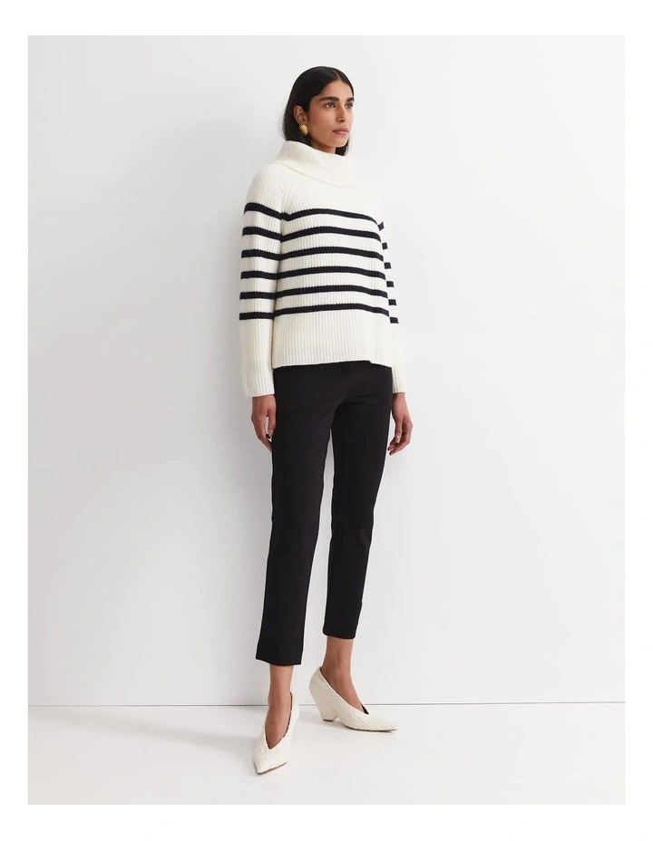 Sunshine Stripe Turtleneck Sweater in White image 4