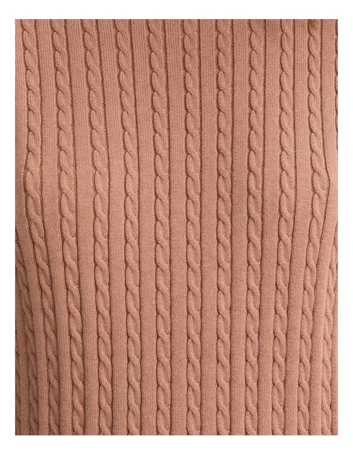 Elka Cable Short Sleeve Knit Jumper in Beige image 7