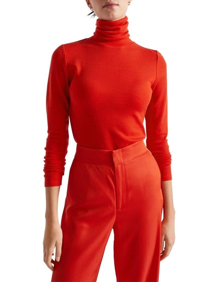 Babywool Roll Neck Top In Chilli image 3