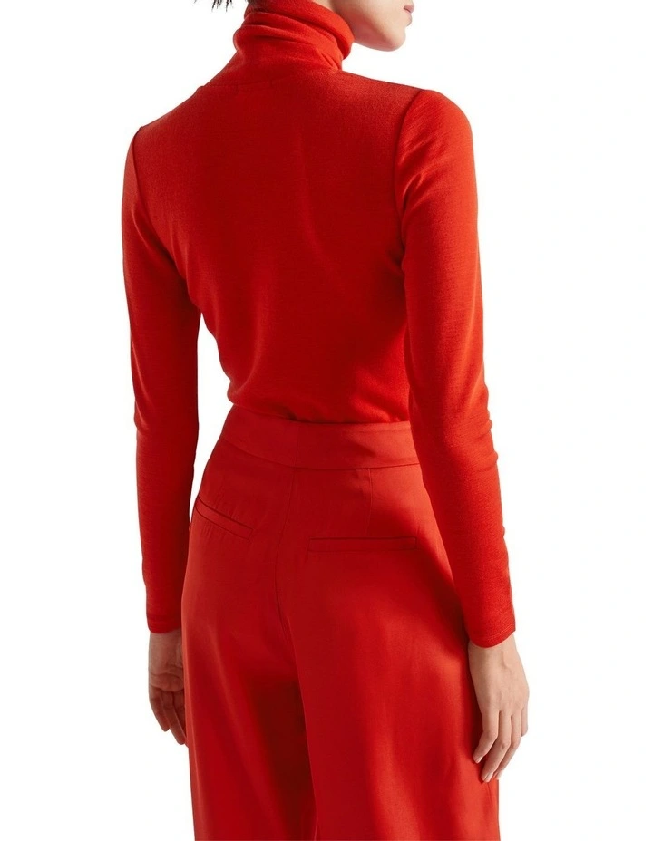 Babywool Roll Neck Top In Chilli image 4