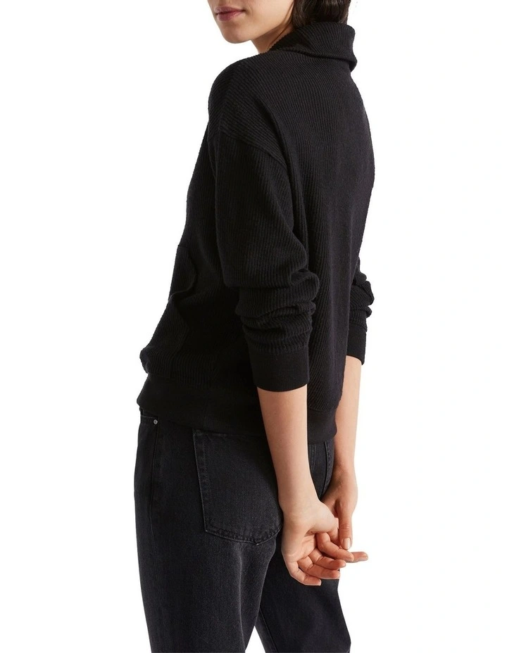 Supersoft Zip Thru Sweat in Black image 4