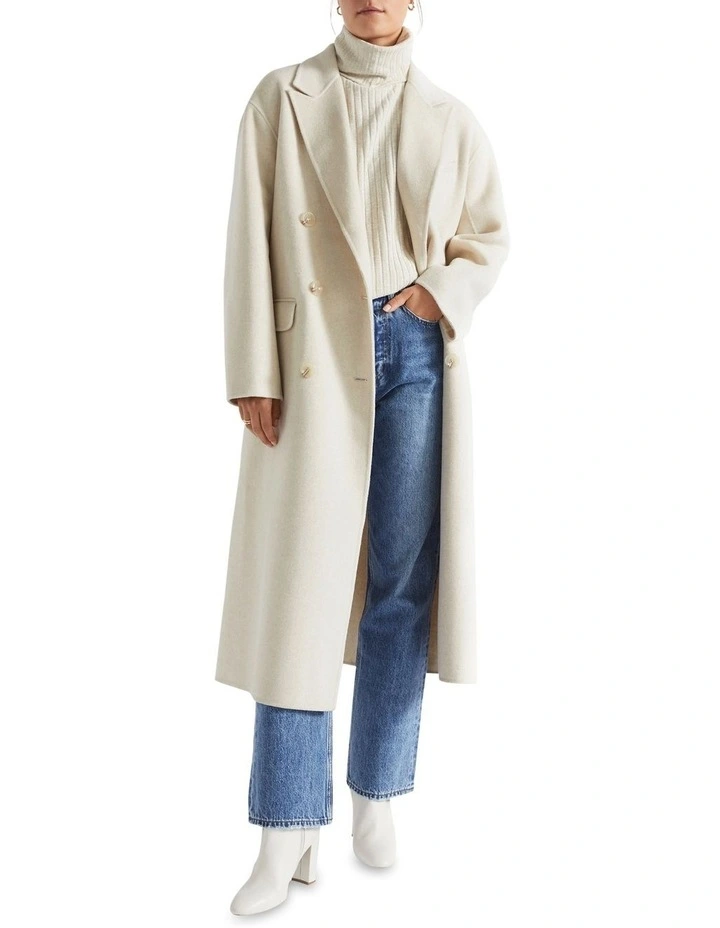 Wool Blend Boxy Coat in Vanilla Cream Marle image 1