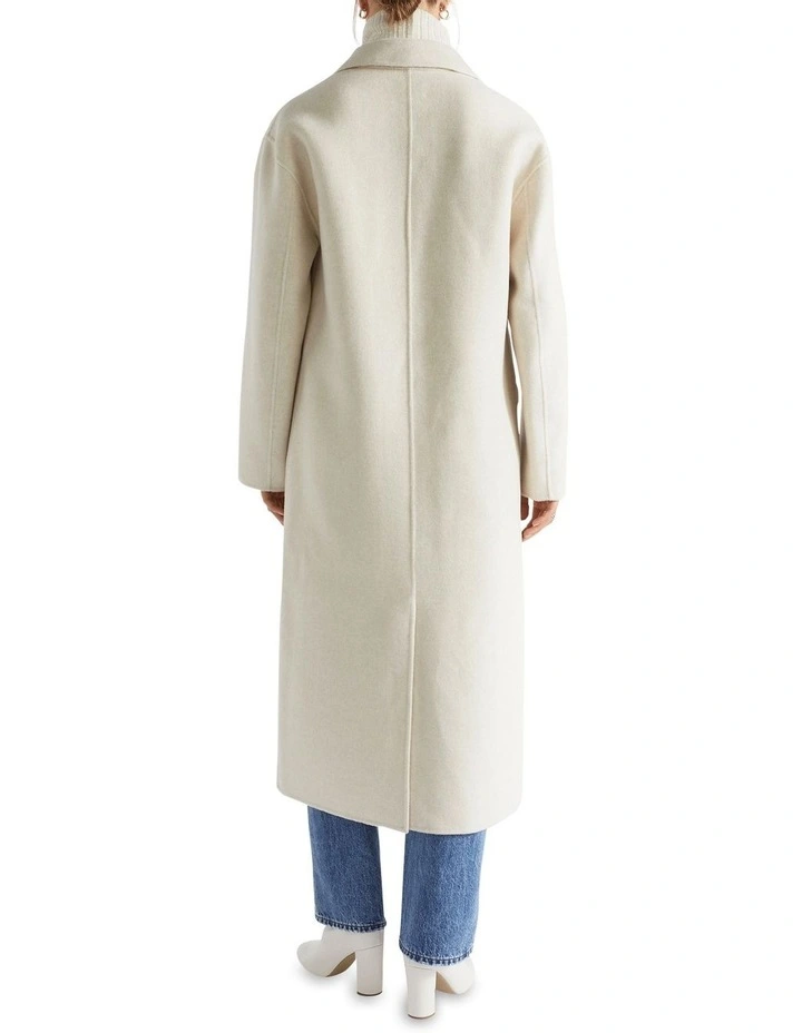 Wool Blend Boxy Coat in Vanilla Cream Marle image 4