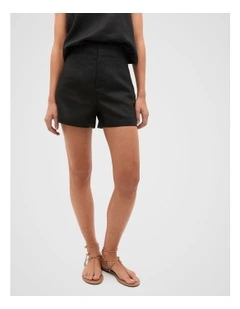 Core Linen Waisted Short in Black