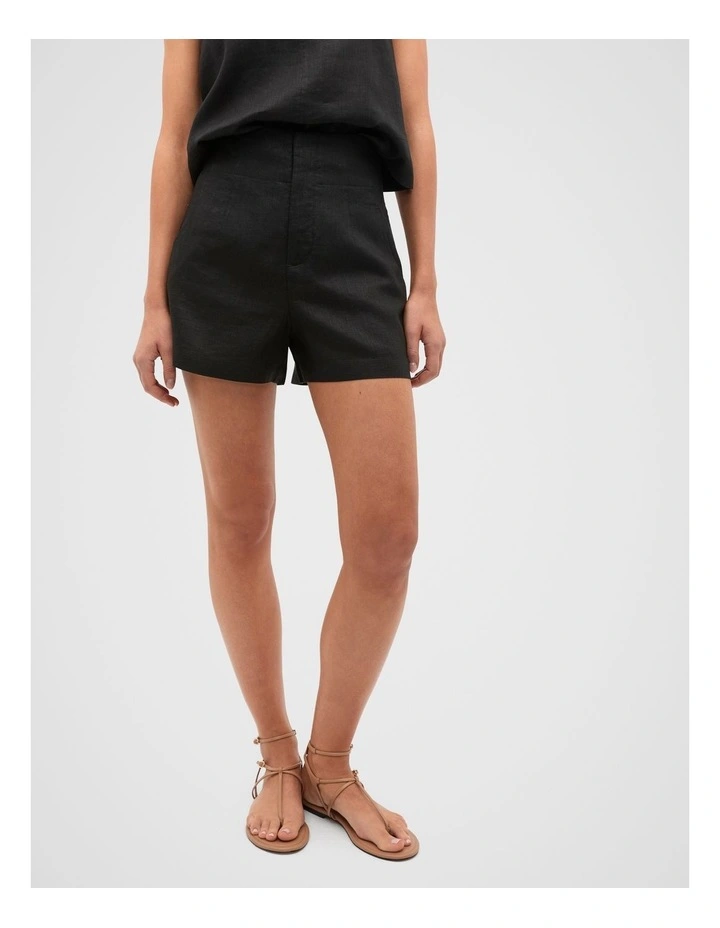Core Linen Waisted Short in Black image 1