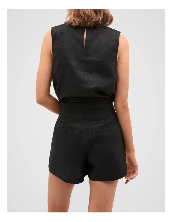 Core Linen Waisted Short in Black image 2
