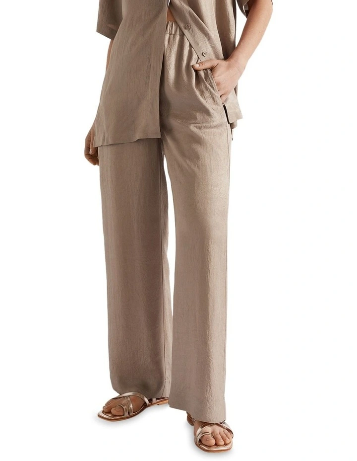 Satin Wide Leg Trouser in Cookie image 1