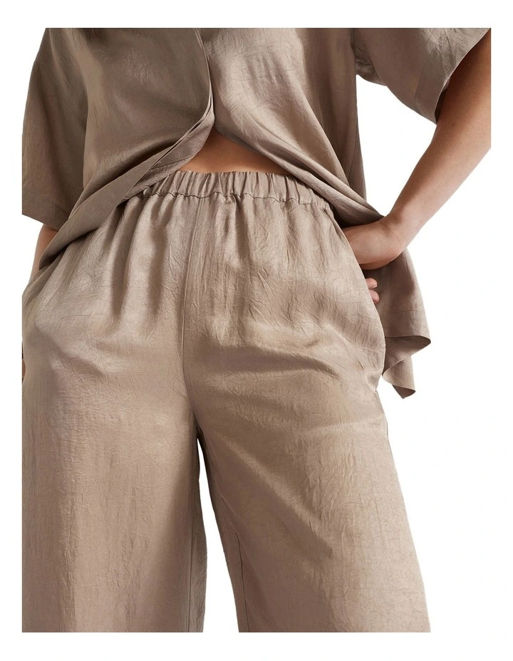 Satin Wide Leg Trouser in Cookie image 2