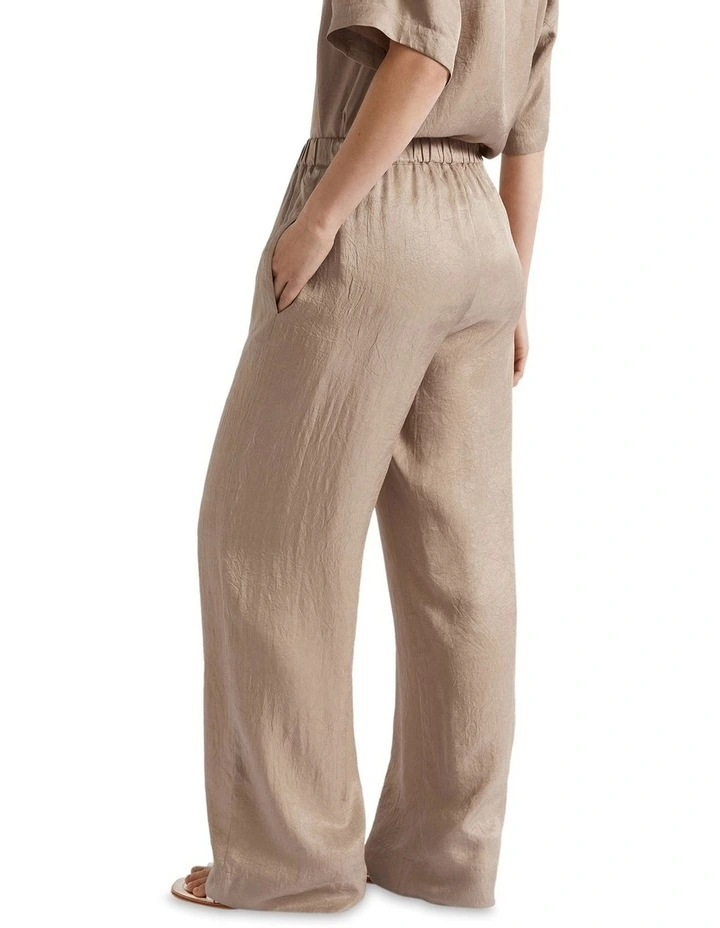 Satin Wide Leg Trouser in Cookie image 4