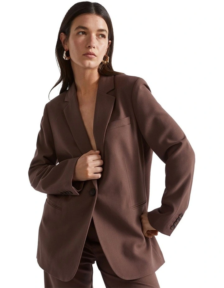 Relaxed Boyfriend Blazer in Deep Raisin image 1