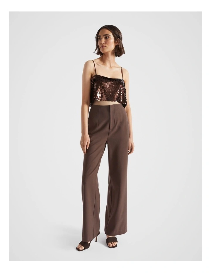 Sequin Crop Camisole in Deep Raisin image 1