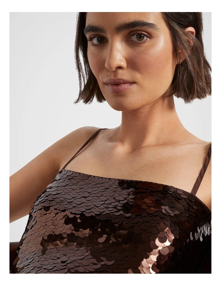 Sequin Crop Camisole in Deep Raisin image 3