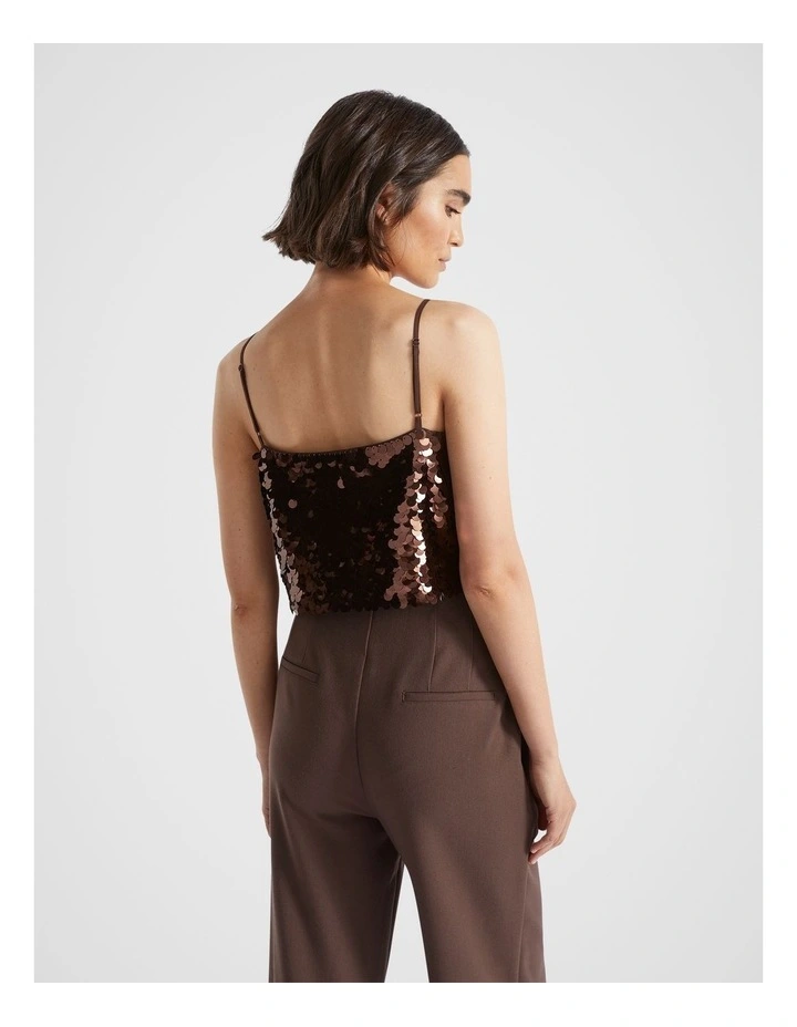 Sequin Crop Camisole in Deep Raisin image 4