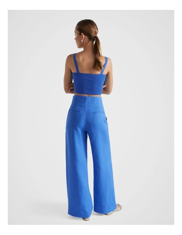 Core Linen Waisted Pant in Deep Ocean image 4