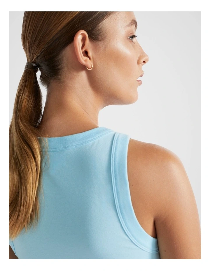 Core Fitted Tank in Shimmer Blue image 2