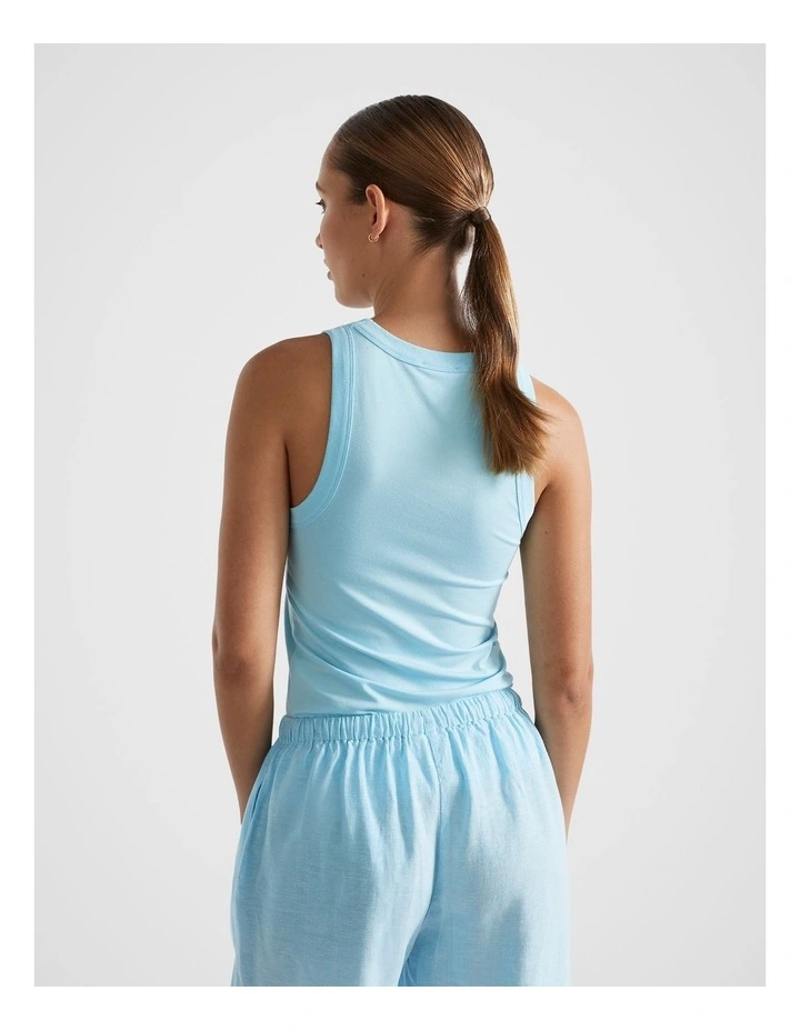 Core Fitted Tank in Shimmer Blue image 3