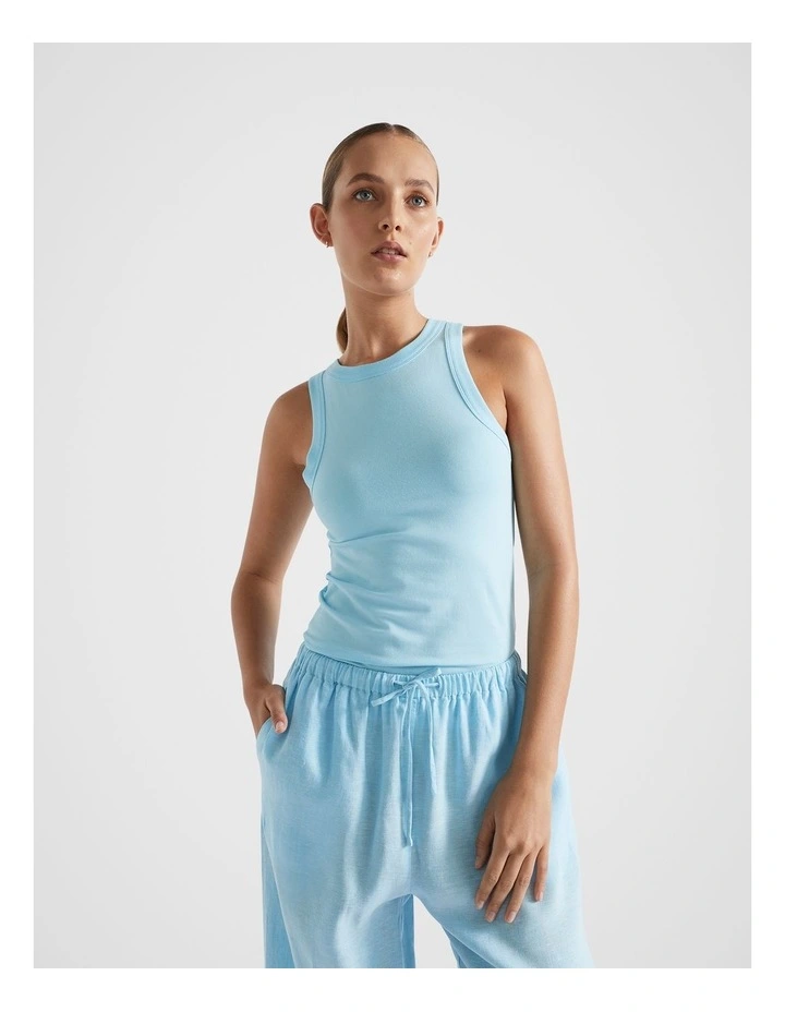 Core Fitted Tank in Shimmer Blue image 4