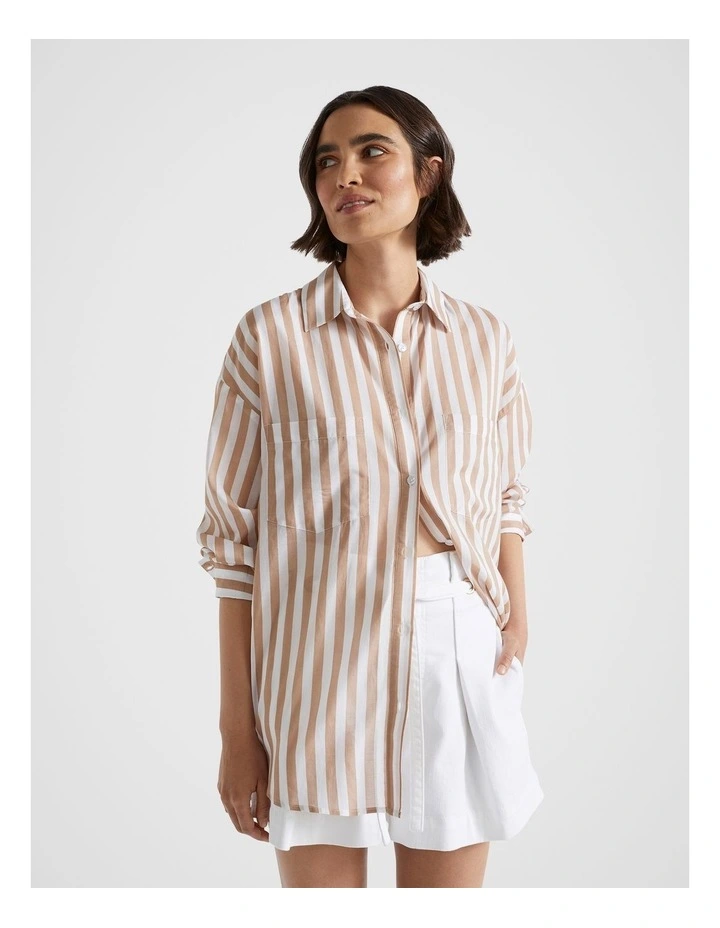 Voile Relaxed Shirt in Barley Stripe image 1