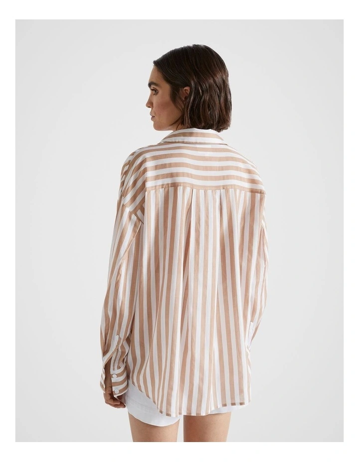 Voile Relaxed Shirt in Barley Stripe image 2