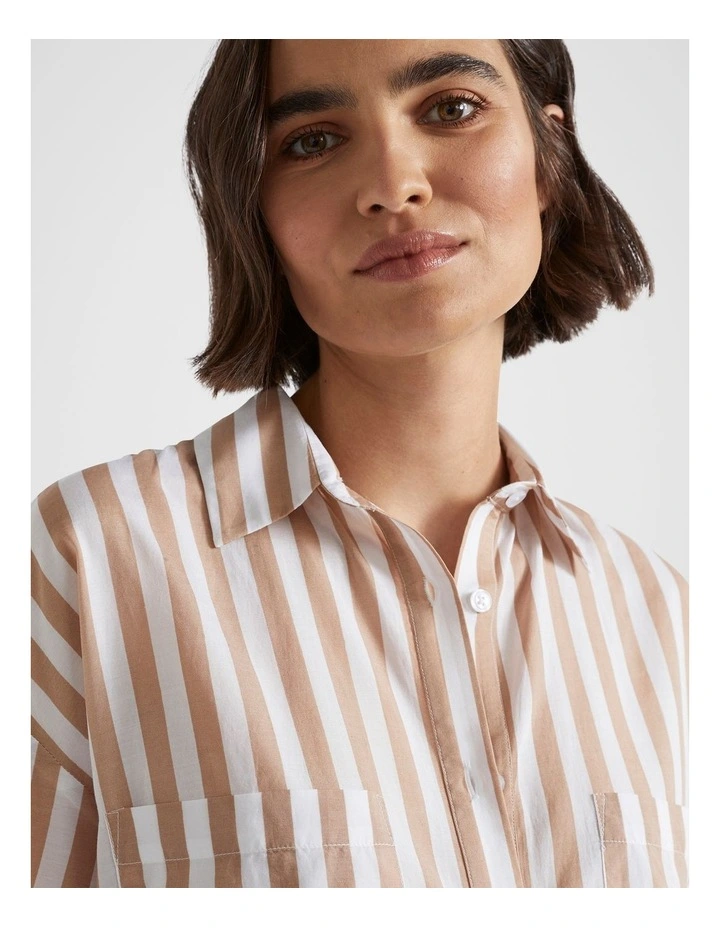 Voile Relaxed Shirt in Barley Stripe image 4