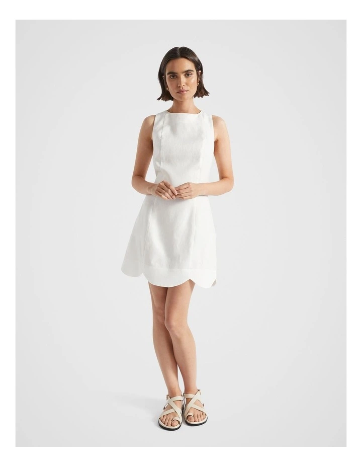Linen Shift Mini Dress in Cloud Cream image 1