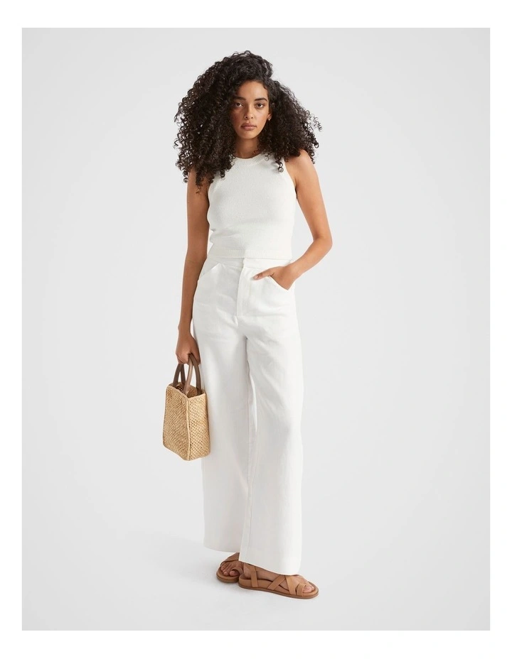 Linen Tailored Pant in Cloud Cream image 1